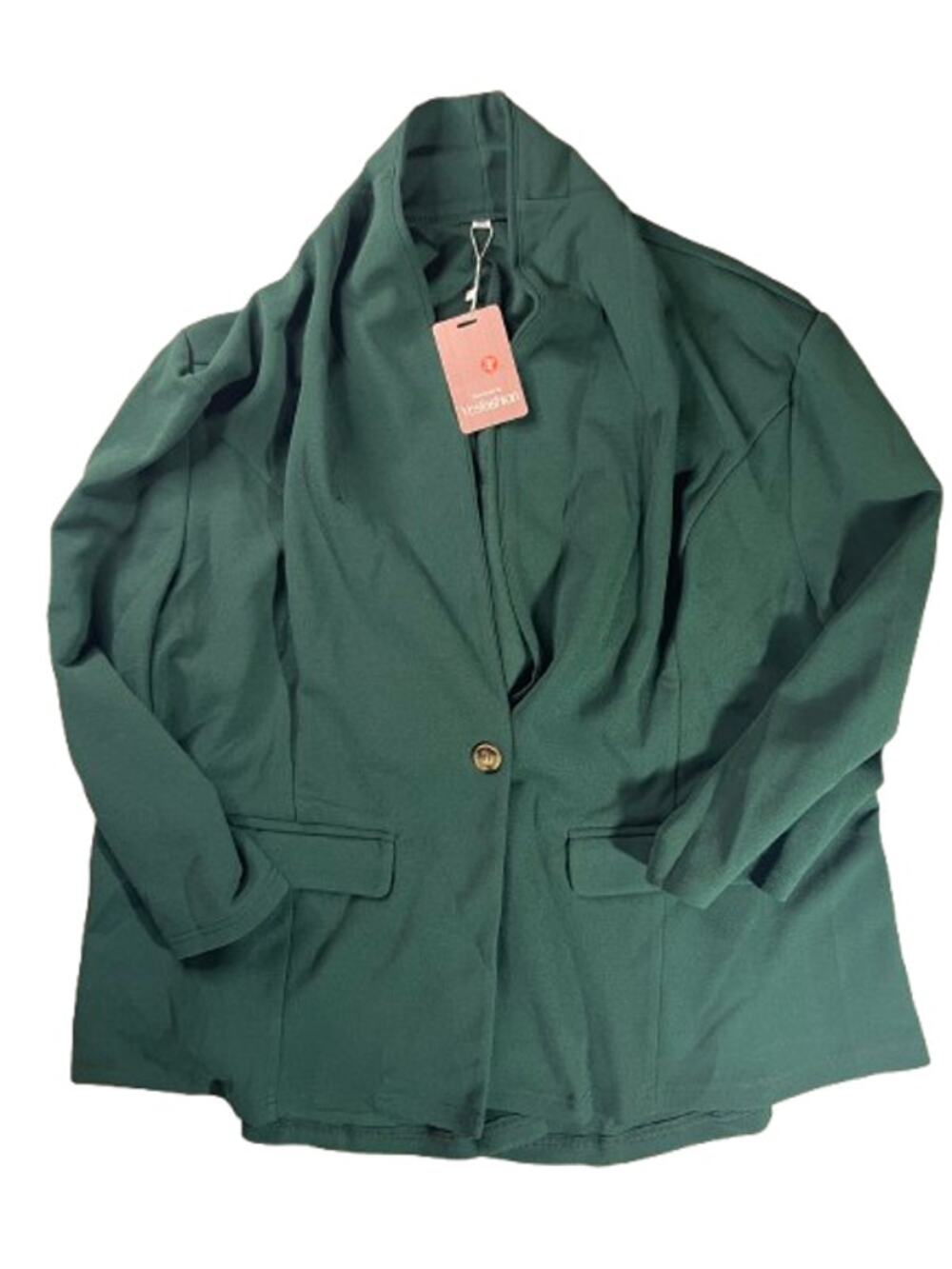 Yesfahsion green one-button drape lapel blazer womens 3XL